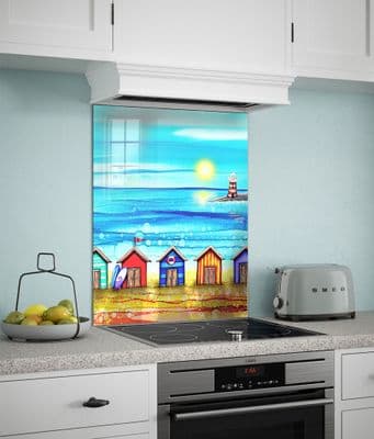 Beach huts and Lighthouse Splashback