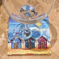 Beach huts with Bunting Ceramic Coaster - Beach Days Best Days