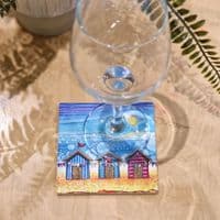 Beach huts with Bunting Ceramic Coaster - Beach Days Best Days