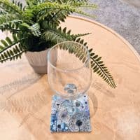 Blue Purple Dandelion 3 Ceramic Coaster - Blown away