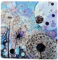 Blue Purple Dandelion 3 Ceramic Coaster - Blown away