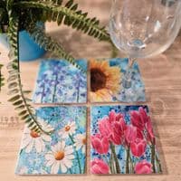 Blue Sunflower Coaster