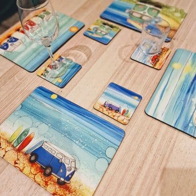 Campervan Placemat and Coaster Set