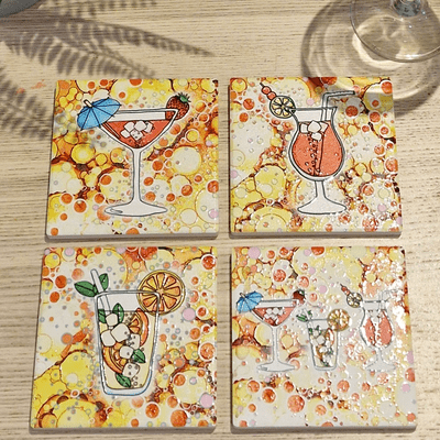 Cocktail Drinks Set of 4 Coasters