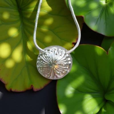 Dandelion  Bead Sterling Silver Necklace