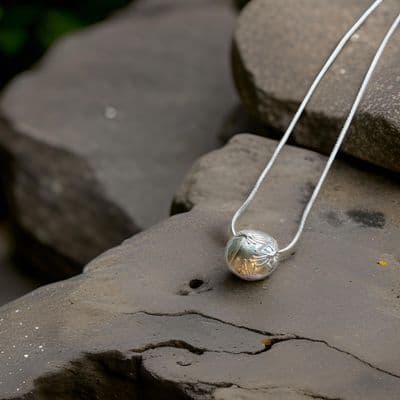 Dandelion Seeds Bead Sterling Silver Necklace