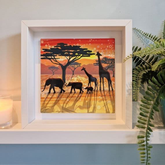 Giraffe & Elephant Large Picture