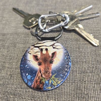 Giraffe & Elephant Stargazing Keyring