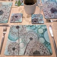 Green Dandelion Placemat and Coaster Set (WIW)