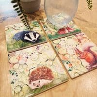 Hedgehog Ceramic Coaster - Woodland Wildlife