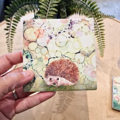 Hedgehog Ceramic Coaster - Woodland Wildlife