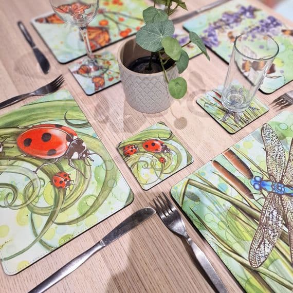 Insect Placemat and Coaster Set