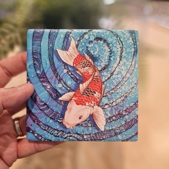 Koi Fish 1 Ceramic Coaster