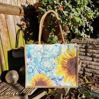 Large Hessian Jute Floral Shopper Bag