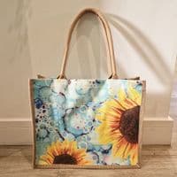 Large Hessian Jute Floral Shopper Bag