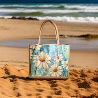 Large Hessian Jute Floral Shopper Bag