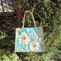 Large Hessian Jute Floral Shopper Bag