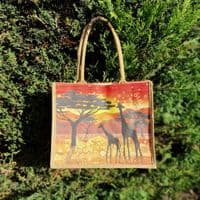 Large Hessian Jute Giraffe Elephant Shopper Bag