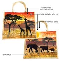 Large Hessian Jute Giraffe Elephant Shopper Bag