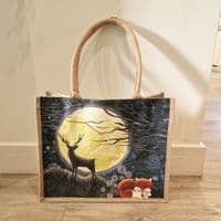 Large Hessian Jute Hare Owl Shopper Bag