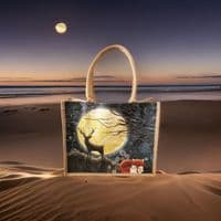 Large Hessian Jute Hare Owl Shopper Bag