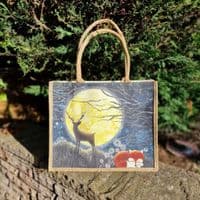 Large Hessian Jute Hare Owl Shopper Bag