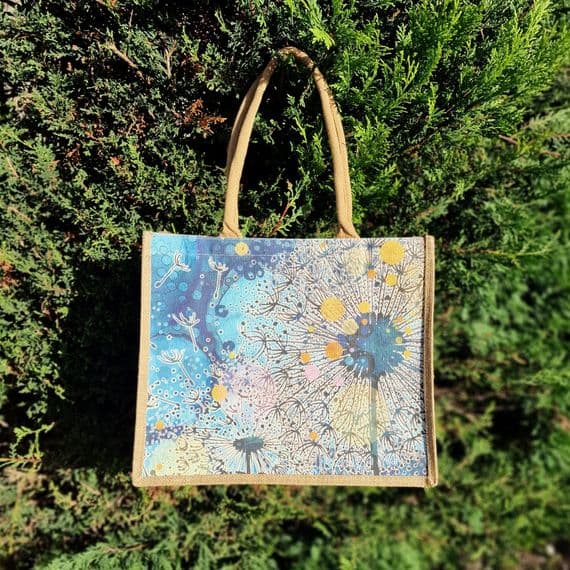 Large Jute Hessian Dandelion Shopping Bag