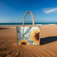 Large Jute Hessian Floral Shopping Bag