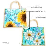 Large Jute Hessian Floral Shopping Bag