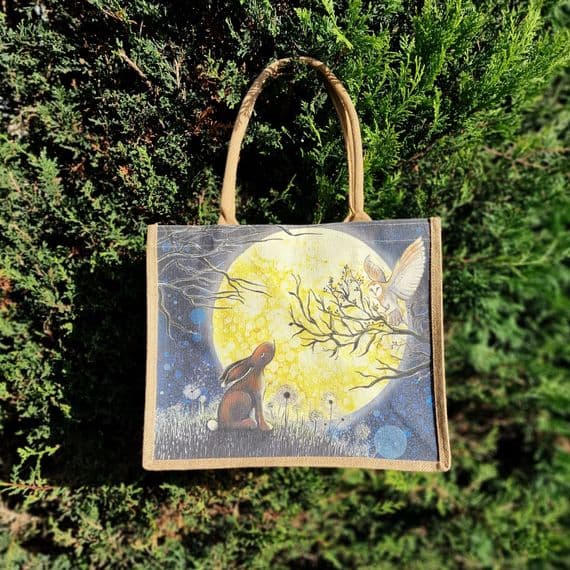 Large Jute Hessian Moonlight Animal Shopping Bag