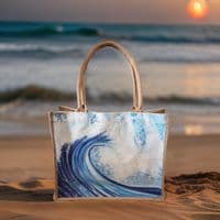 Large Jute Hessian Wave Shopping Bag