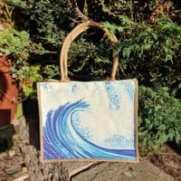Large Jute Hessian Wave Shopping Bag
