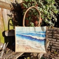 Large Jute Hessian Wave Shopping Bag