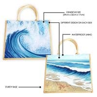 Large Jute Hessian Wave Shopping Bag