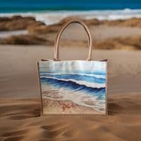 Large Jute Hessian Wave Shopping Bag
