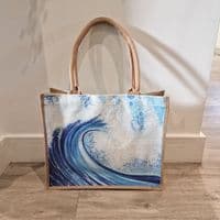 Large Jute Hessian Wave Shopping Bag