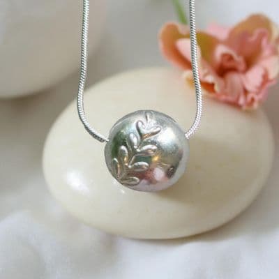 Leaf & Flower Bead Sterling Silver Necklace