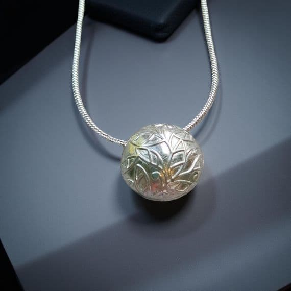 Leaves  2 Bead Sterling Silver Necklace