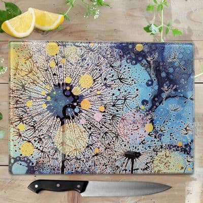 Navy Blue Dandelion  Worktop Saver