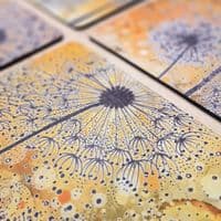 Ochre & Black Dandelion Placemat and Coaster Set (MAW)