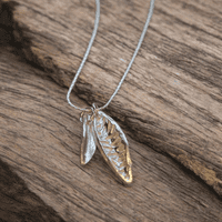 Pair of leaves Sterling Silver Necklace
