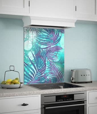 Palm Leaves Purple Splashback (261-SB)