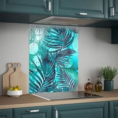 Palm Leaves Teal Splashback (259-SB)