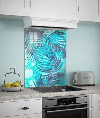 Palm Leaves Turquoise Splashback (260-SB)