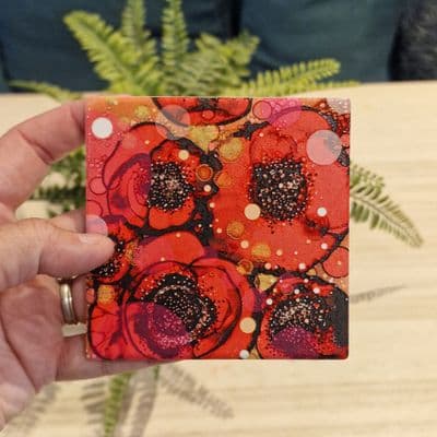 Poppies Ceramic Coaster