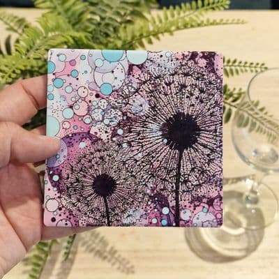 Purple Black Dandelion Coaster