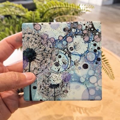 Purple Blue Dandelion 2 Coaster