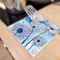 Purple Blue Dandelion Ceramic Trivet