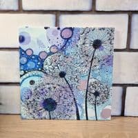 Purple Blue Dandelion Ceramic Trivet