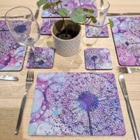 Purple Dandelion Placemat and Coaster Set (PW)